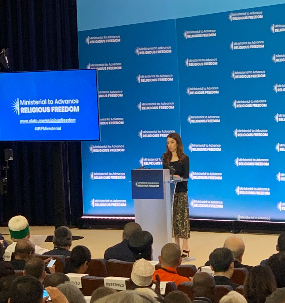 Nobel prize winner and genocide survivor Nadia Murad shares her harrowing experience with the hope that the atrocities inflicted upon the Yazidi community in Iraq will not be repeated on religious minorities elsewhere. #IRFMinisterial