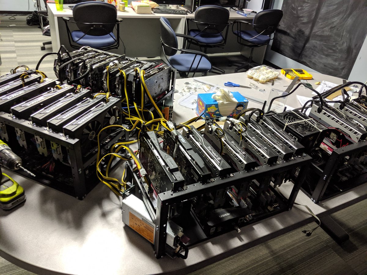 CoderDabe1000's tweet image. Update on the Eth mining rigs - They are officially up and hashing at the blockyard in Charleston, SC! Check out the clean builds below::