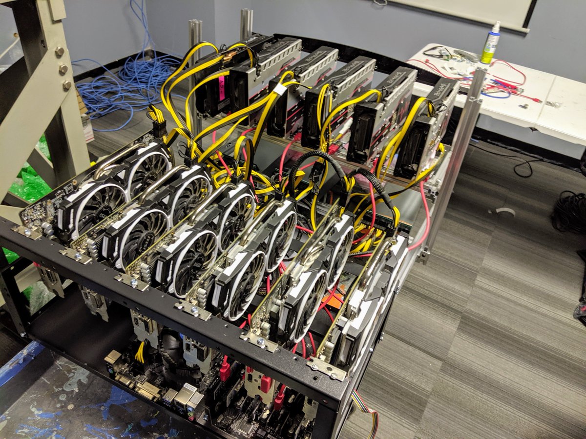 CoderDabe1000's tweet image. Update on the Eth mining rigs - They are officially up and hashing at the blockyard in Charleston, SC! Check out the clean builds below::
