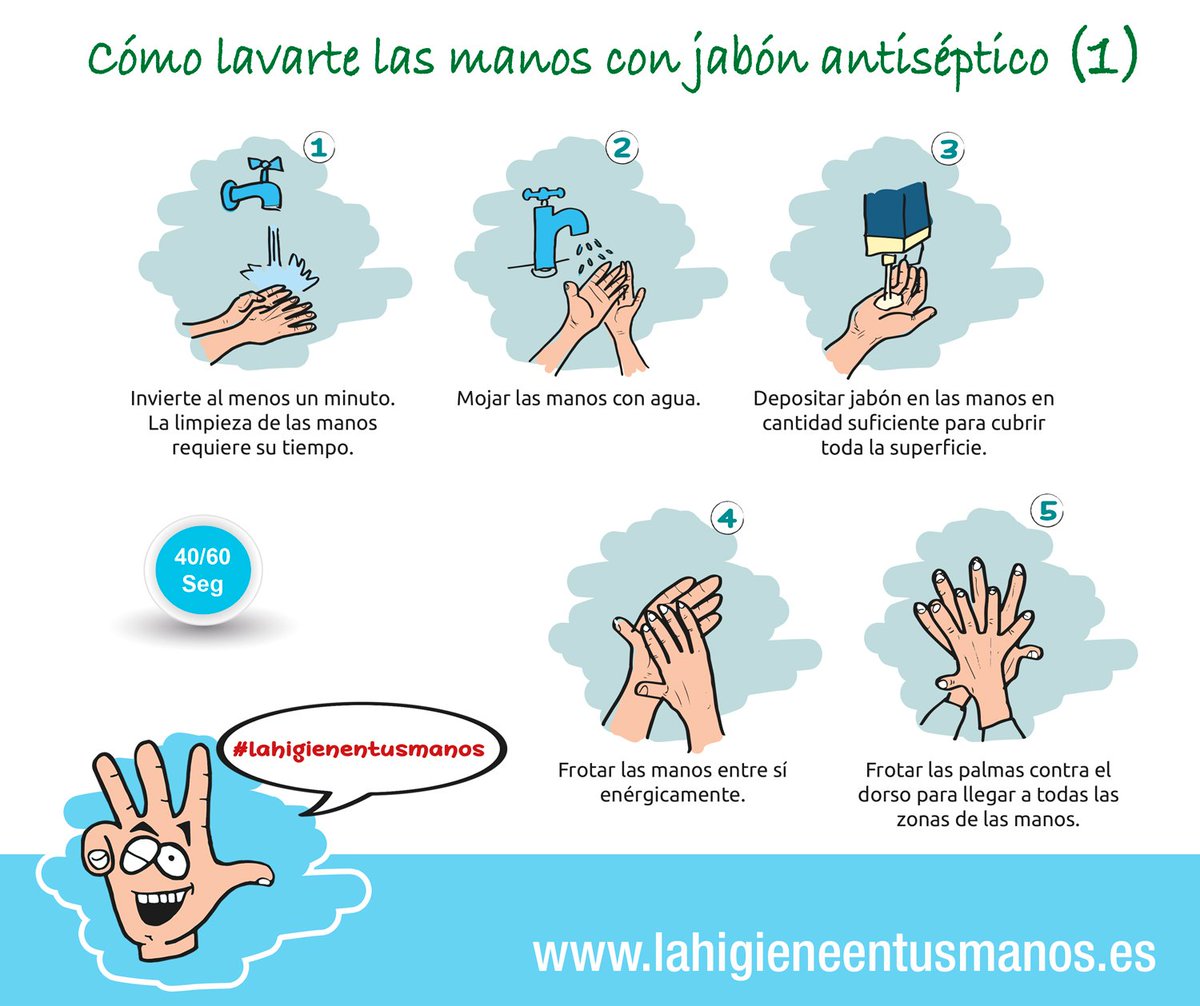 CofHuelva's tweet photo. La higiene de tus manos es fundamental para tu salud, y si las cuidas, te irá mejor. Si las tienes sucias, no basta con desinfectarlas. Debes lavarlas #conaguayjabón 💦✋. Sigue estos consejos para un correcto lavado. Más info en https://t.co/47Fx3GuoLA #lahigieneentusmanos https://t.co/BYJo3xVRzE