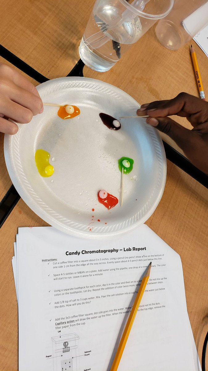Stem_Spiration's tweet image. What's better than eating candy?  Conducting experiments with candy and THEN eating the candy!
We investigated some capillary action with Candy Chromatography today! #BeInspired #STEMspiration #ScienceYouCanEat