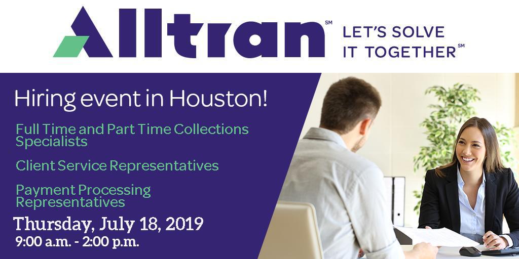 Houston, TX – We'll be hosting a hiring event at our Houston location (5800 N. Course Drive) Thursday from 9:00 a.m. - 2:00 p.m.Please be sure to visit our careers page at ow.ly/2e2250v27th to submit an application prior to attending the event.