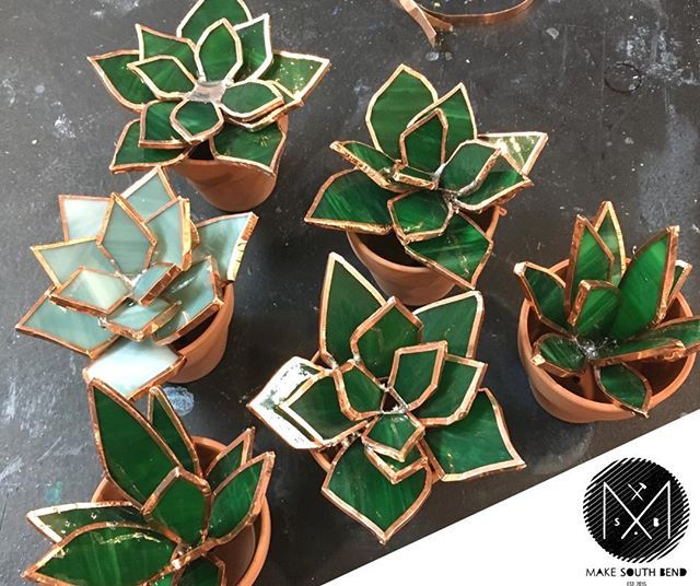 3D Large  Stained Glass Succulents