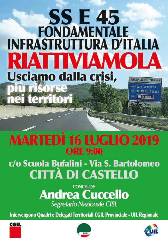 FilCiavaglia's tweet photo. Di nuovo le oo ss sul tema infrastrutture a partire dalla E 45 . Serve un intervento di emergenza è un programma x l umbria. https://t.co/3QfiuCLMr3