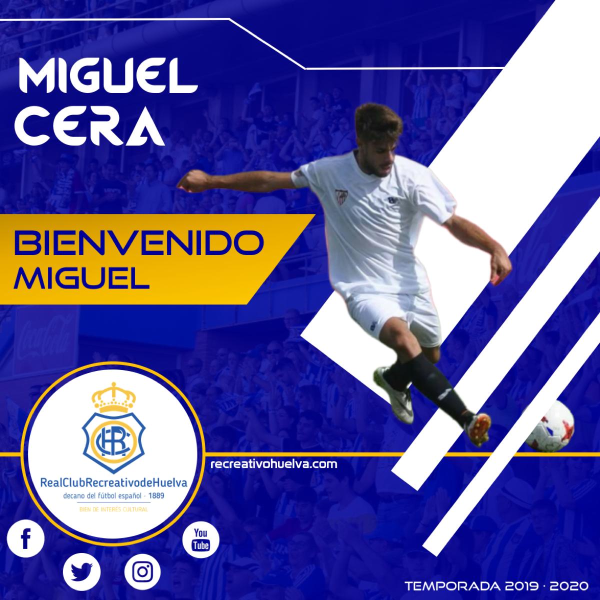 📣 <a href="/MiguelitoCera/">Miguel Cera</a>, nuevo jugador del #Decano. 
✍️ El jugador onubense llega a Huelva procedente de <a href="/CanteraSFC/">Sevilla Atlético y Cantera Sevilla FC</a>.¡Bienvenido a tu casa, Miguel! 😃
recreativohuelva.com/2019/07/16/mig…