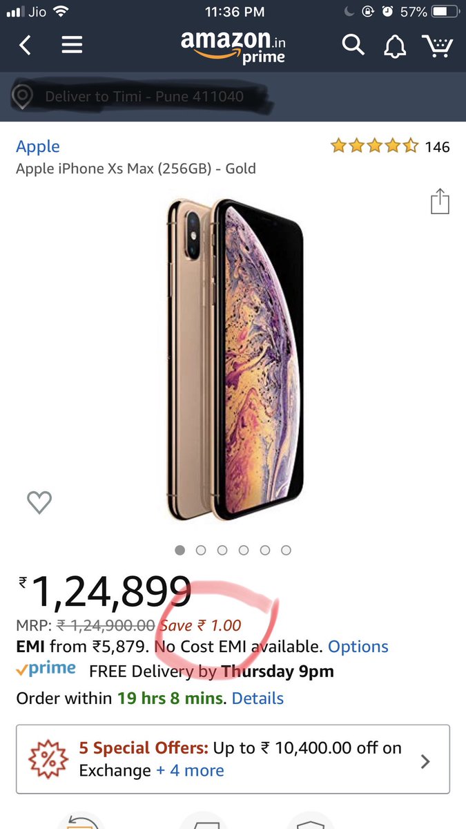 timisawhney's tweet photo. @amazonIN can’t believe my eyes.....the iPhone offer is to die for..... thank you #primeday2019 #PrimeDayAmazon #PrimeDay https://t.co/UcVy8RStHx