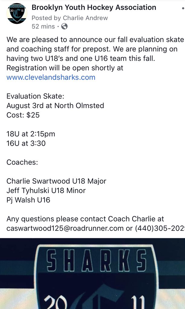 Coach_Charlie12's tweet image. About that time... looking forward to seeing all the boys come back #prepost #clevelandsharks #hockey