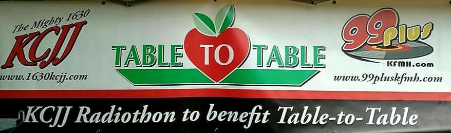 KCJJ's tweet photo. Please give to our Table to Table Radiothon this Friday and Saturday. It's easy. Come see us at the 1st Avenue Hyvee in Iowa City or contribute at https://t.co/DBpdahF1rI https://t.co/fLEYv3pepu