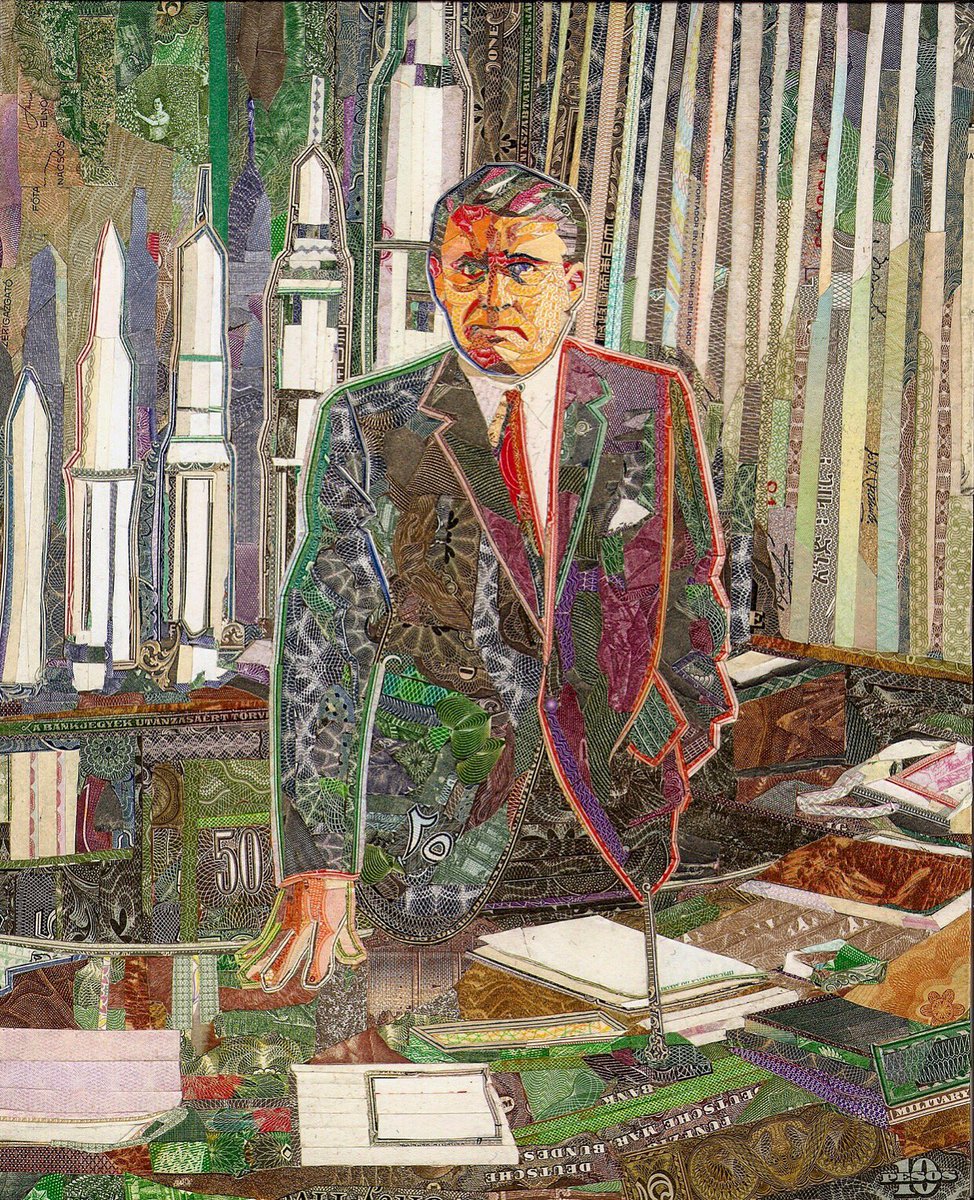 ckarlwilde's tweet photo. Military Industrial Complex, portrait of Wernher Von Braun by CKWilde, currency collage #currencycollage #moneycollage #currencyart #moneyart #money #cash #currency #collage #ckwilde #moneymosaic #militaryindustrialcomplex #wernhervonbraun #rocket #rocketman #moonshot #Apollo11 https://t.co/5h0iRawhyI