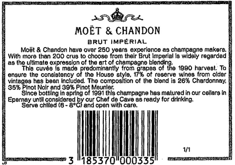 Tom Stevenson on X: @JancisRobinson Here's a Moet NV back-label with  inappropriate information from a bottle marketed in 1994, a quarter of a  century ago. @CSWWC19  / X