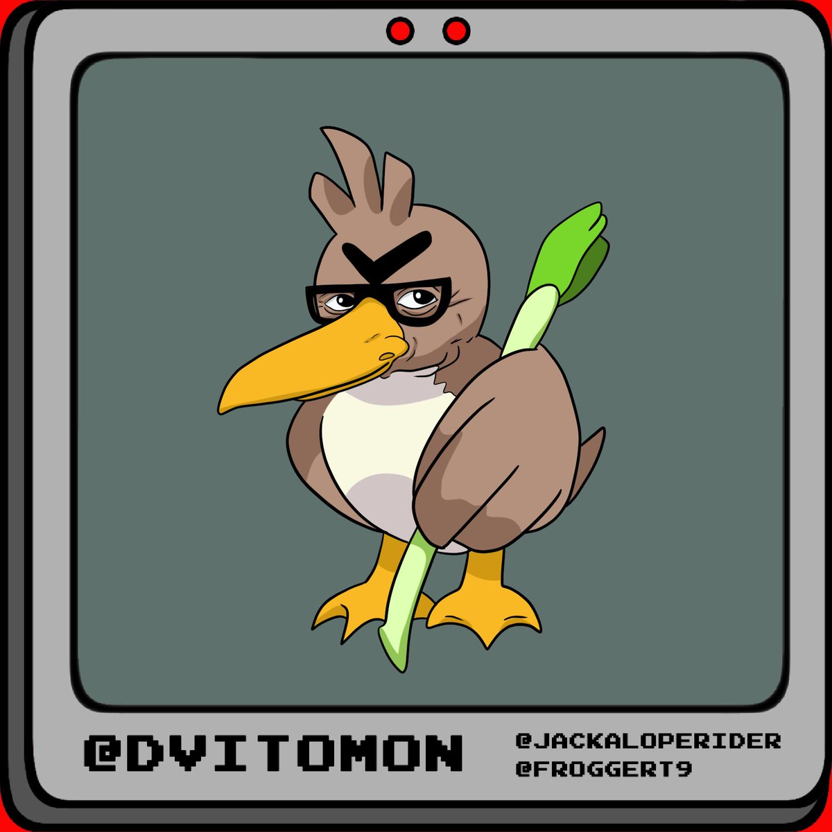 DeVitomon's tweet photo. Farfetch’d is always seen with a stalk from a plant of some sort. Apparently, there are good stalks and bad stalks. This Pokémon has been known to fight with others over stalks.
Only good stalks for our best boy.
#DeVitomon https://t.co/kp1Kt8Mpcy