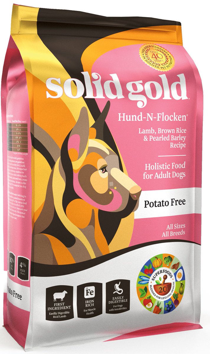 The great #SolidGold #dogfood Hund-N-Flocken is the first ever made by the brand and has many reasons to be a classic: easily digestible, crafted with the finest, grass-fed lamb, healthy whole grains and a unique blend of 20 nutritious superfoods! #INSTOCK 💖🐶