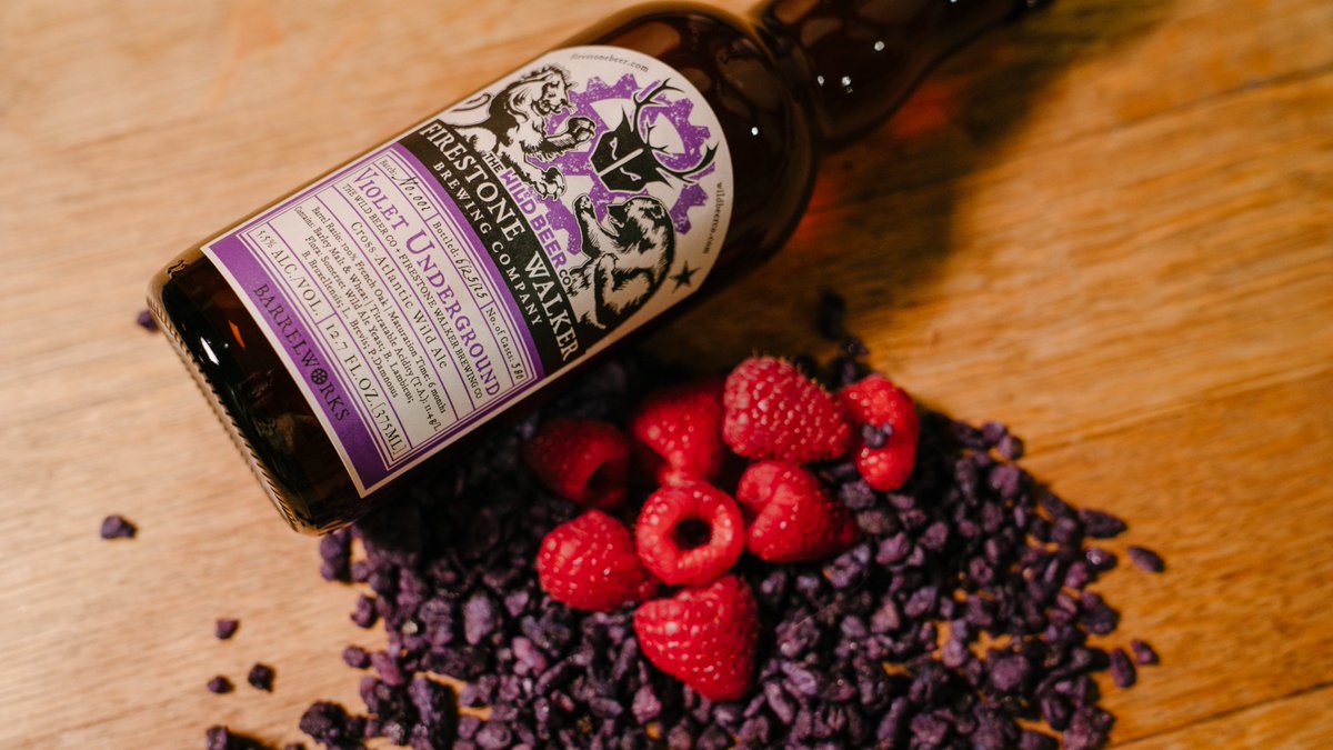 FirestoneWalker's tweet photo. Violet Underground, a wild beer made with raspberries and candied violet petals, is the latest release from our #barrelworks location. A little goes a long way with the violet petals. They add an interesting botanical note to the aroma. #violetunderground #wildale https://t.co/CSR69T46ul