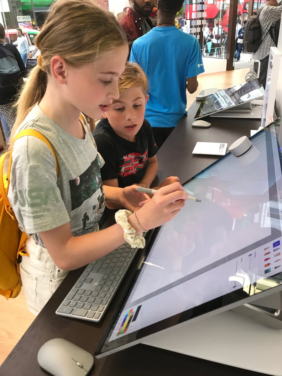 sambabble's tweet photo. So I may be at #MSReady and missing my kids but they LOVED visiting the new @MicrosoftUK @MicrosoftStore #microsoftLDN apparently everyone needs a #microsoftstudio in their life... according to my daughter 😀 https://t.co/Sir4c9vvjv