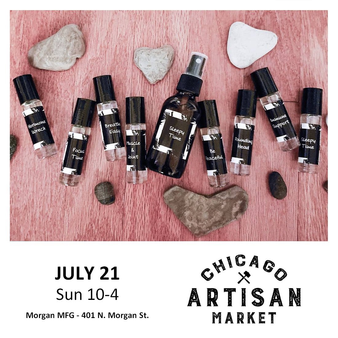 We invite you to learn from &amp; shop with Drops of Healing on Sun, July 21st at the Chicago Artisan Market. Her oil blends are free of pesticides, synthetics, fillers &amp; contaminants.
• TIX: ow.ly/Xk9I50v2bWQ

* Use Coupon Code: CAM19 at checkout for special tix pricing. *