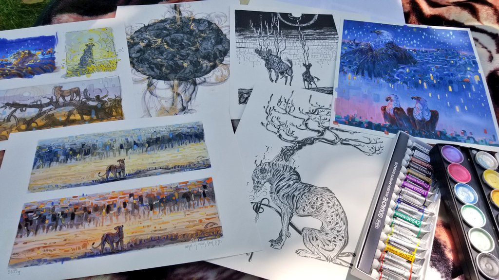 TheLeopardSun's tweet photo. Leopard Sun art day! Have the most perfect working space today! https://t.co/oc7SV28zub