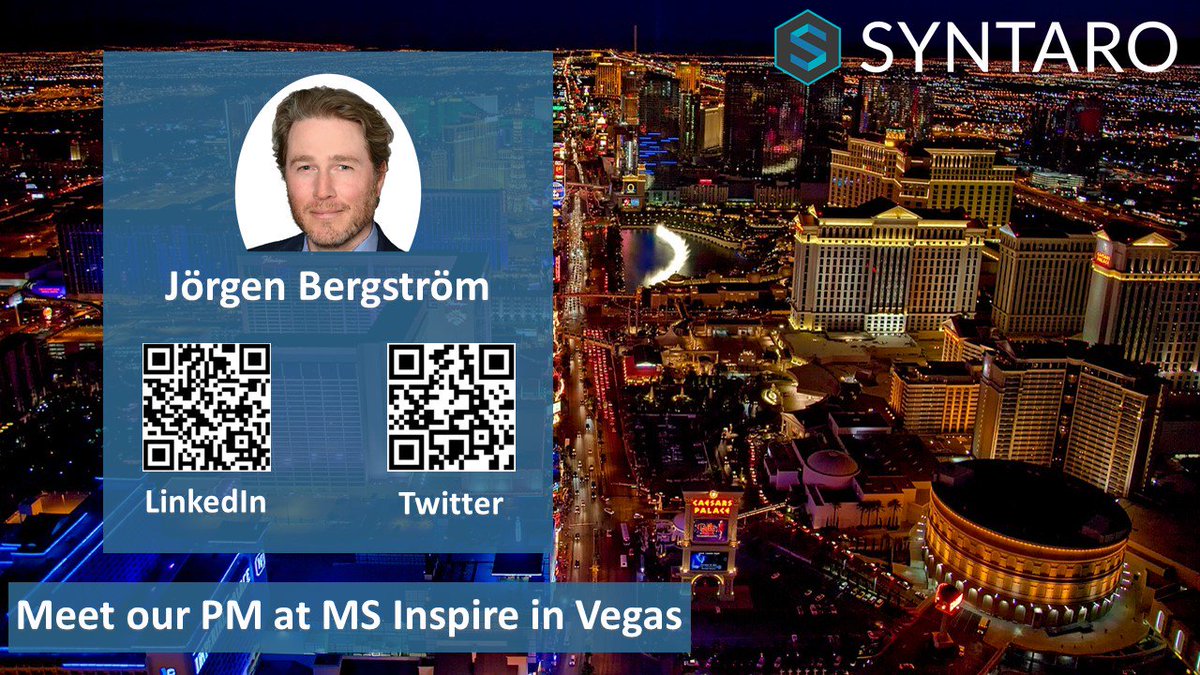 With Syntaro you always have the best products when it concerns a secure and modern workplace. Meet our PM @SyntaroCH  and ask him your questions.

#Syntaro #MSInpsire #MSPartner #NewtoInspire
