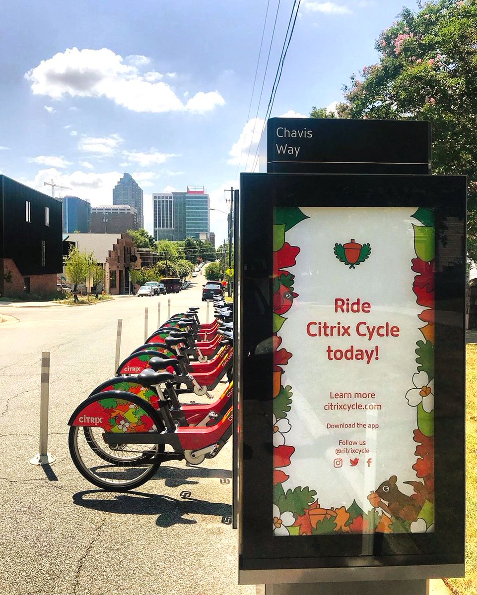 wareattransfer's tweet photo. From the Bell Tower to Fayetteville Street to Moore Square and on, grab a bike and experience all that Raleigh has to offer. @CitrixCycle's newest station is located right across from our townhomes, parked in front of the Greenway Trail. 

📷: @CitrixCycle https://t.co/Luz55g7hXh