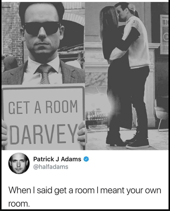 bmeme87's tweet photo. "Mondtam, hogy menjetek szobára, de ne az enyémbe!" /Patrick J.Adams/ #suits #season9 #proposalscene #darvey https://t.co/NQmuO77TR7