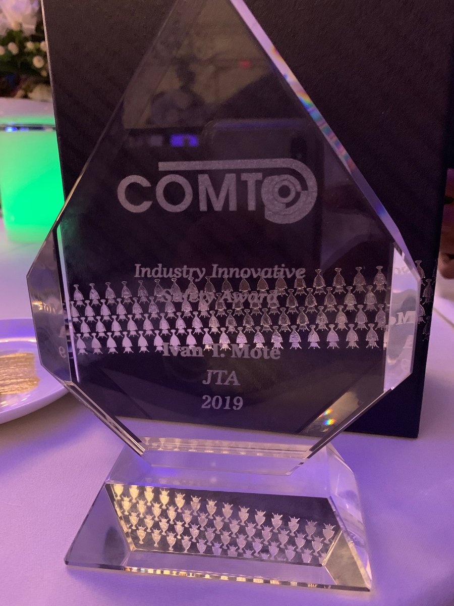 Davidcawton's tweet photo. Congratulations to @JTAFLA Chief Safety Officer Ivan T. Mote for receiving the Industry Innovative Safety Award, and to Diversity & Equity Director Ken Middleton for receiving the Gerald Anderson Award from @COMTO_National at #COMTO48 in Tampa. https://t.co/XuAOvOmiZ1