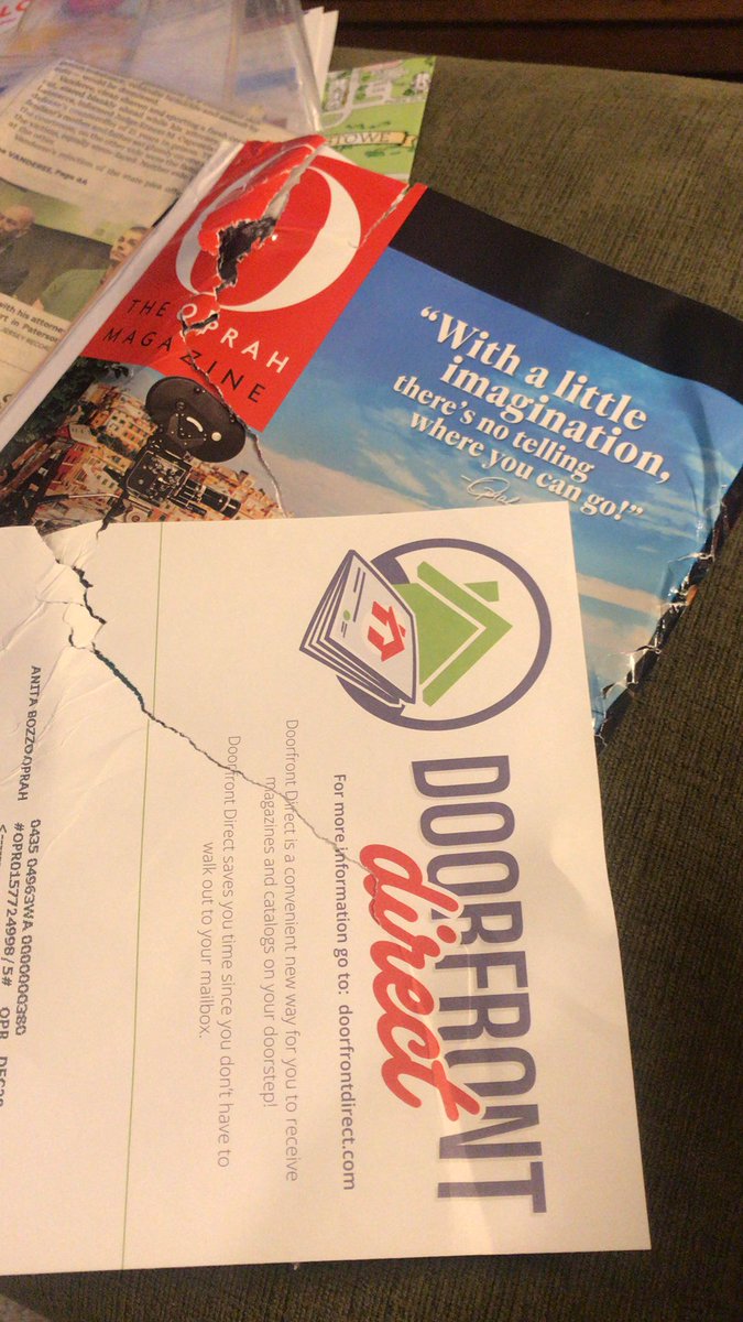 aboz97's tweet photo. #doorfrontdirect first experience. Nice job! In all the year with post office delivery, I never got a mangled magazine like this. https://t.co/YBqt4xqMsf