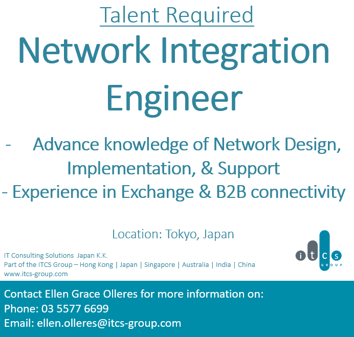 EllenItcs's tweet photo. Let this role be the sunshine🌞 to brighten your rainy week 🌧! Send your CVs now at ellen.olleres@itcs-group.com or call me at 03 4563 4822. ✨
https://t.co/ygD2g3KLag
#itcscareers #opportunities #jobsinjapan #network #networkoperation #networkdesign #Cisco #Nexus https://t.co/lIS3scvh7o