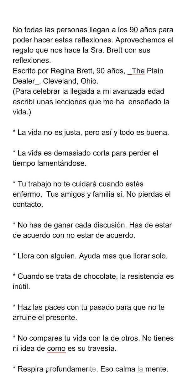le_Fraan's tweet photo. Hoy mi viejo nos mandó a mí y mis hermanos como una "cadena" de una mujer que escribió un par de "consejos" que ella a los 90 años da al mundo, y me pareció hermoso, así que se los dejo, para aquel que quiera una ayuda, pueda leerlos https://t.co/77Nfv3nGXY