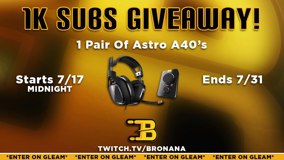 🚨 GIVEAWAY 🚨

➡️ Midnight 7/17 through the end of the month 7/31 ⬅️

In light of the tremendous amount of support this past month.... and hitting the incredible milestone of 1,000 subs, I am giving away a set of 

⭐️ Astro A40s w/ MixAmp. ⭐️

Enter here: gleam.io/3b2Z3/astro-a4…