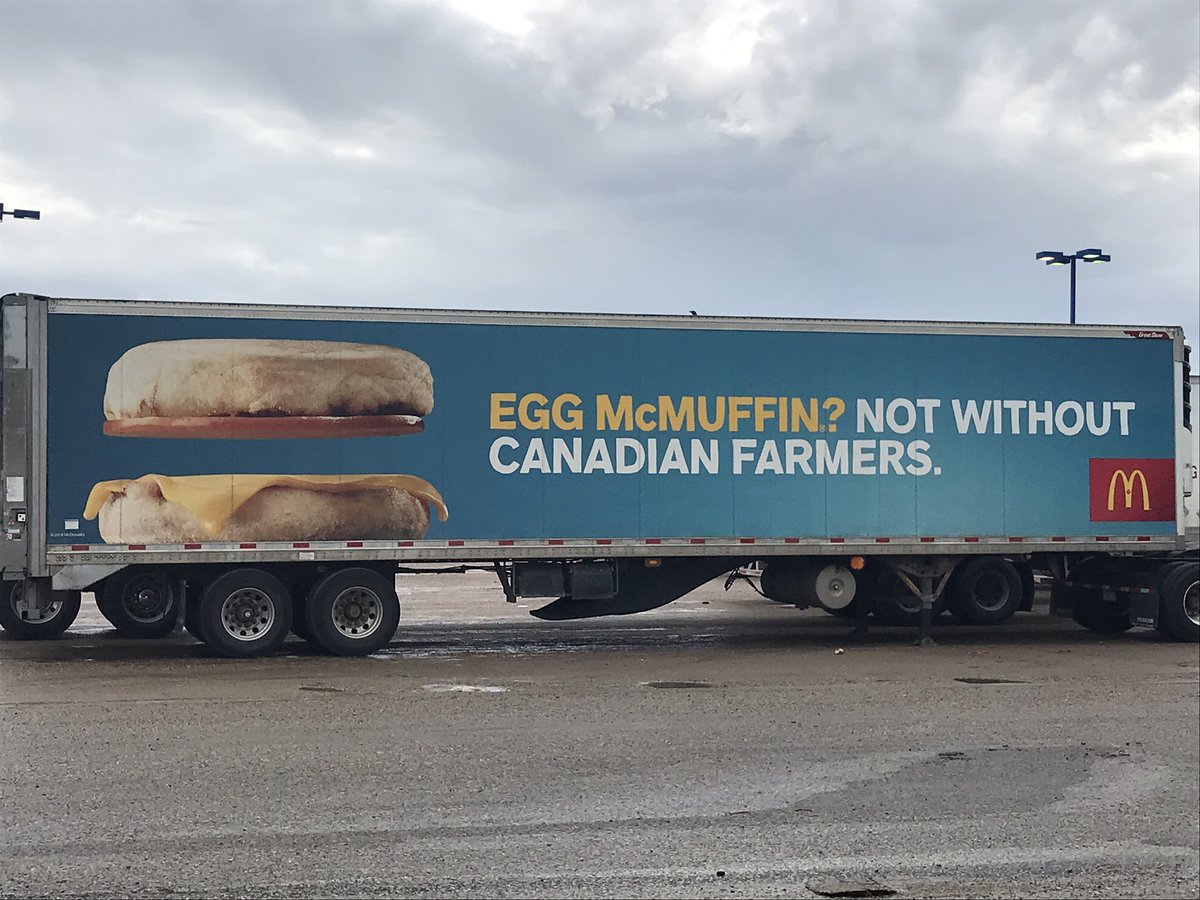 #AgTwitter Spotted this on my way back from #AIM2019 farm show. After seeing all the farmers braving the rain to learn about the latest &amp; greatest innovations that will allow us to continue to feed the World, makes me an even bigger fan of <a href="/McDonaldsCanada/">McDonald's 🇨🇦</a> #thankyou #aim19 #CdnAg