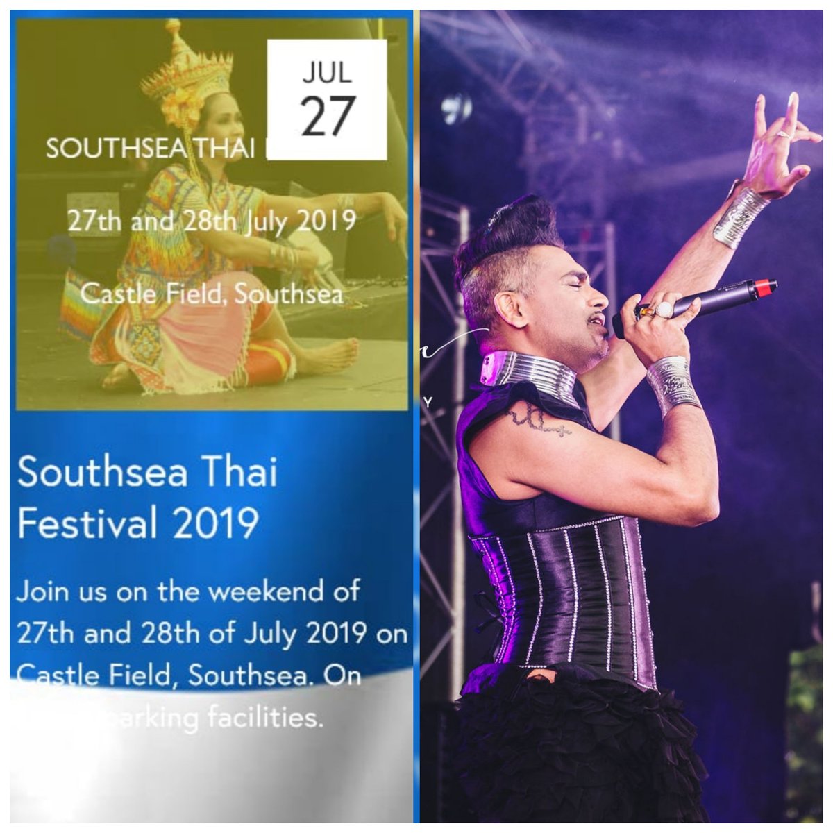JayKamiraz's tweet photo. Thai Festival | Event News
Looking forward to HEADLINING on the 27th-28th July at Castle Fields #thaifestival at Southsea, @visitportsmouth
Come join & Celebrate.
#mrfabulous #festival #music #headliningact #festivalnews
#giglife #singer #alltogethernow
#fashion #androgynous https://t.co/qvRkfOpgXQ