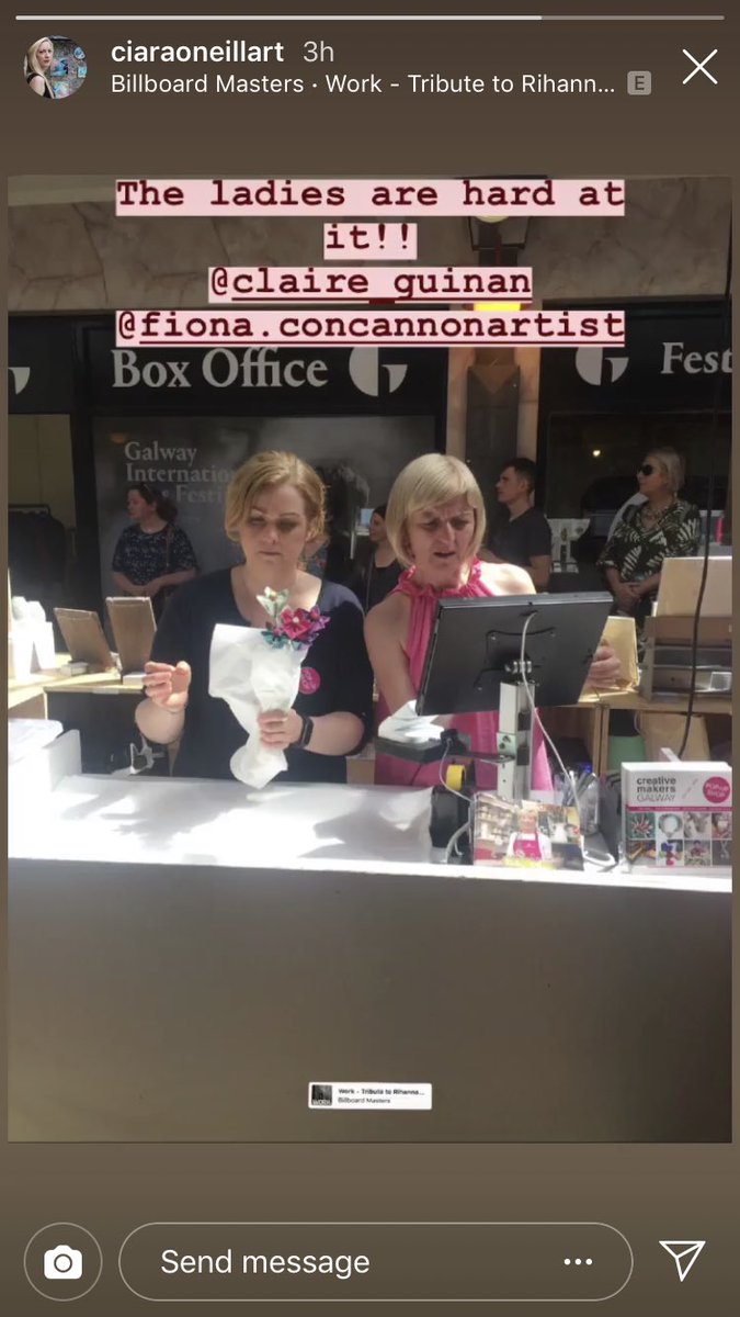 fiona_concannon's tweet photo. Massive #thankyou to everyone who came to the opening of #creativemakersg today in the #cornstore #galway-open until the 28th of July thanks #ciaraoneillart for this photo of myself and #claireguinanart working!! Also Birte from #Mannifacture and Anna from #ScentsofGalway 😉👍 https://t.co/ayir8zuTtA