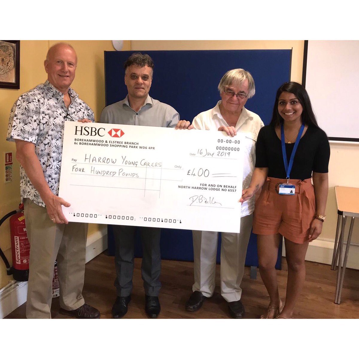 North Harrow Lodge were pleased to present Harrow Young Carers with some much-needed cash to help them with their wonderful work! Young Carers (5 - 17) give their time freely & without complaints. The least we can do is help financially.