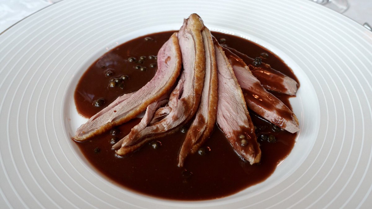 richardbagnold's tweet photo. A rather special and superb lunch at @theritzlondon today: @jwilliamschef and his premier sous @Metzger1993 did a genuinely superb job | Also pretty amazing that #TheRitz arranged @RyanGosling to come out to help prepare the duck a la presse for us 🎯 https://t.co/Xz7BbC4oyn