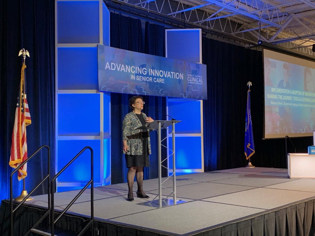 _DirectSupply's tweet photo. Keynote speaker Bianca Stern of @CABHI__ (Centre for Aging and Brain Health Innovation) shares her insights with #ClinicalLeadershipConference attendees on how to successfully implement new and innovative practices in Senior Living. https://t.co/ThG8NcWwMW