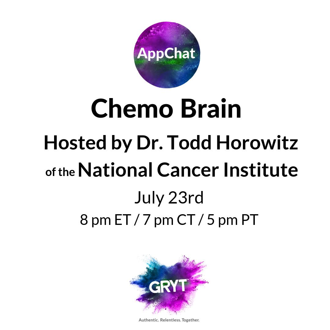 grythealth's tweet photo. Next Tuesday! Join us for a #Chemo Brain #AppChat; hosted by Dr. Todd Horowitz of the National Cancer Institute. Check out our blog post to learn more about this AppChat.
https://t.co/9weReOYI51
#chemobrain #digitalhealth #GRYTis #GRYThealth #NationalCancerInstitute https://t.co/bmelbPwXT3