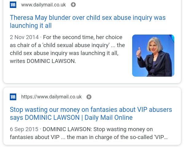 Like father, like son:Although Dominic Lawson doesn't appear worthy of his own entry, he does appear as Dominic under Rosa Monckton. Interesting that both Dominic and his daddy Nigel sang from the same hymn sheet when it came to denigrating any inquiry into child sexual abuse.