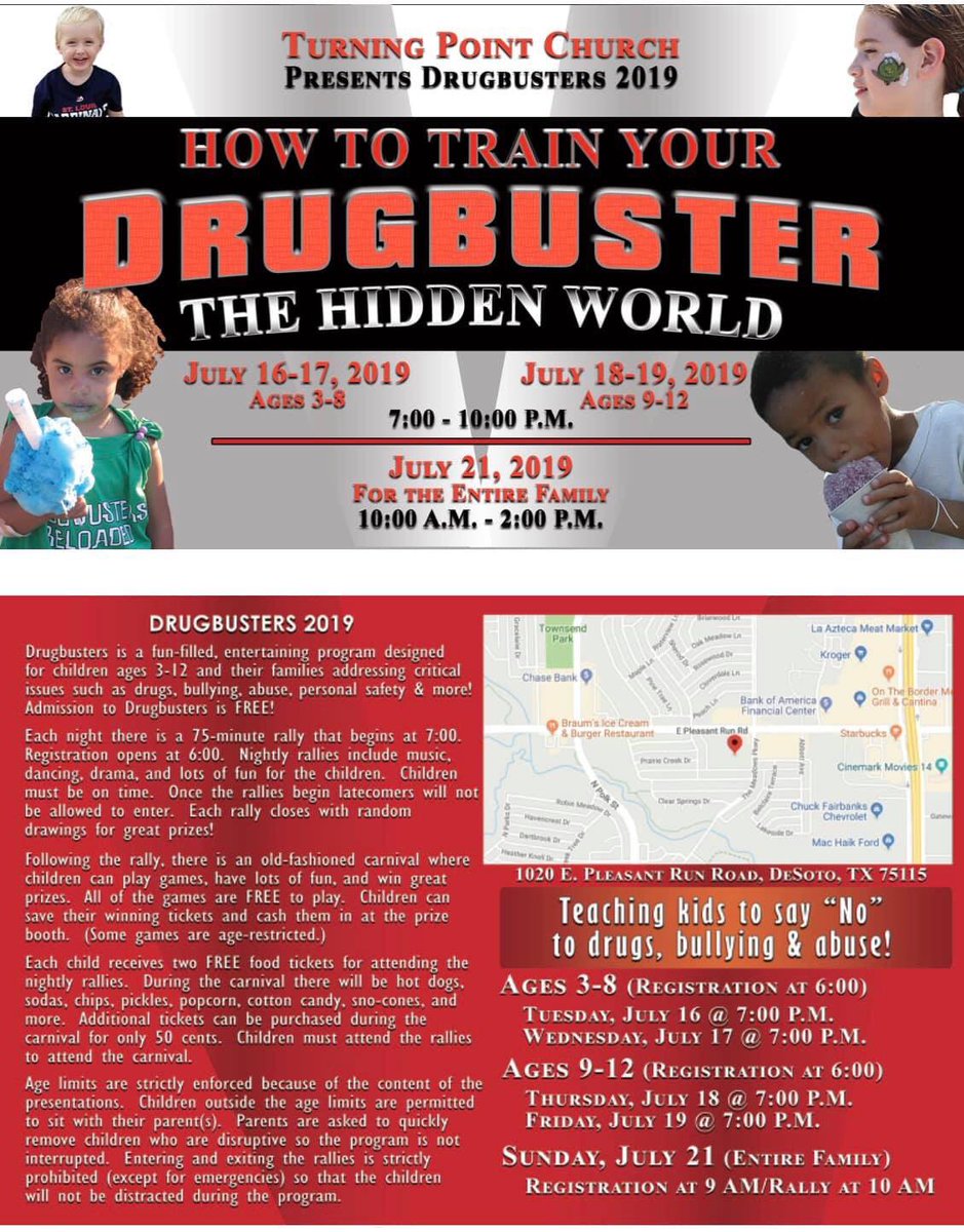 Excited to be part of DrugBusters 2019! Teaching kids to say NO to drugs, bullying, and abuse! Free community event in Desoto, TX! Details below..