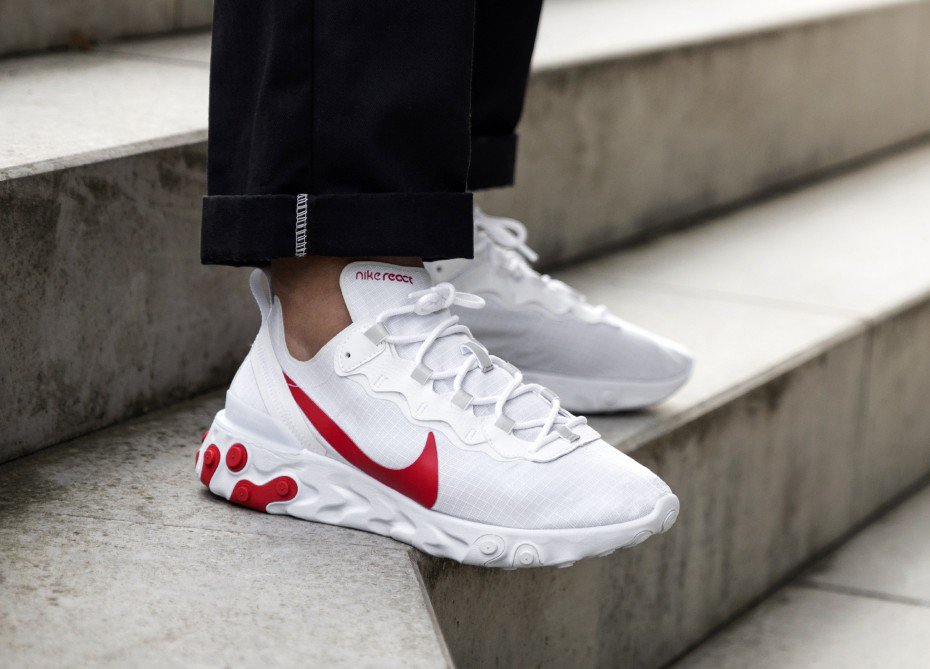 nike react 55 white red