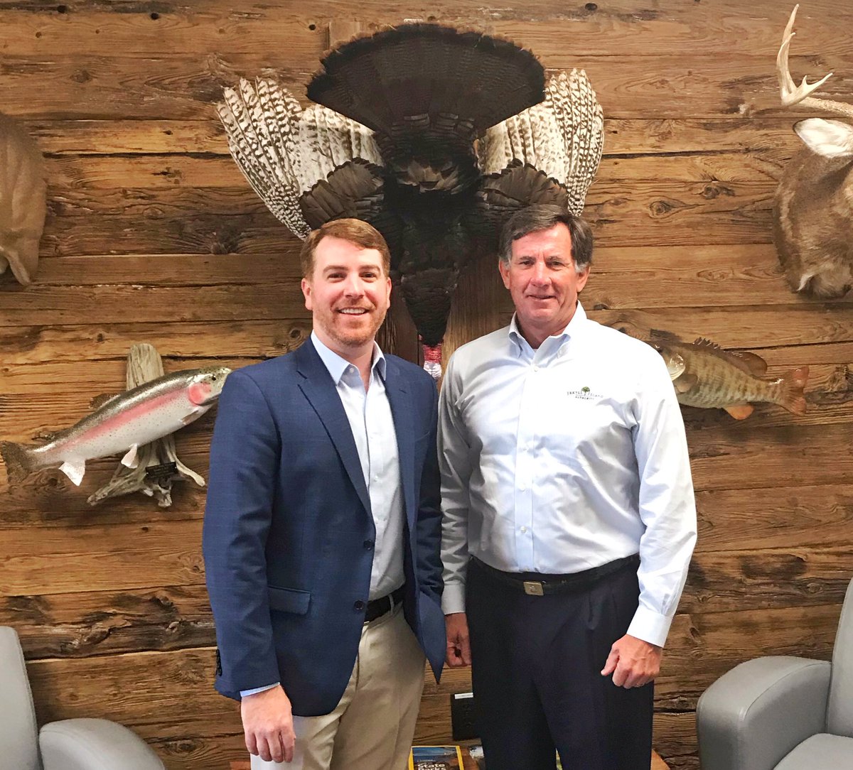 Great meeting with #Georgia DNR Commissioner Mark Williams discussing @NSSF initiatives like #nationalshootingsportsmonth and the #plusonemovement aimed at getting more people involved #hunting and the #shootingsports. #letsgoshooting #letsgohunting @GeorgiaWild