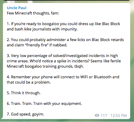 former congressional candidate & neonazi paul nehlen is instructing his followers to infiltrate black blocs and assault jewish journalists at protests, which would add fuel to the false narrative of violent antifascists attacking the press.[cw: antisemitic slur in image text]