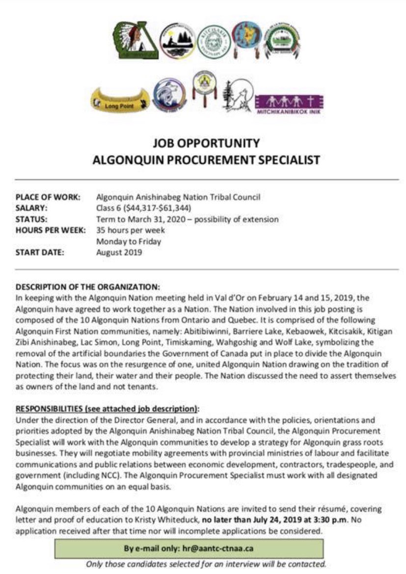 blueskyikwe's tweet photo. Important employment position posted. #EconomicVisibility #PriorityOpportunities #AlgonquinAnishinabeTerritory https://t.co/cir6WJLpv9