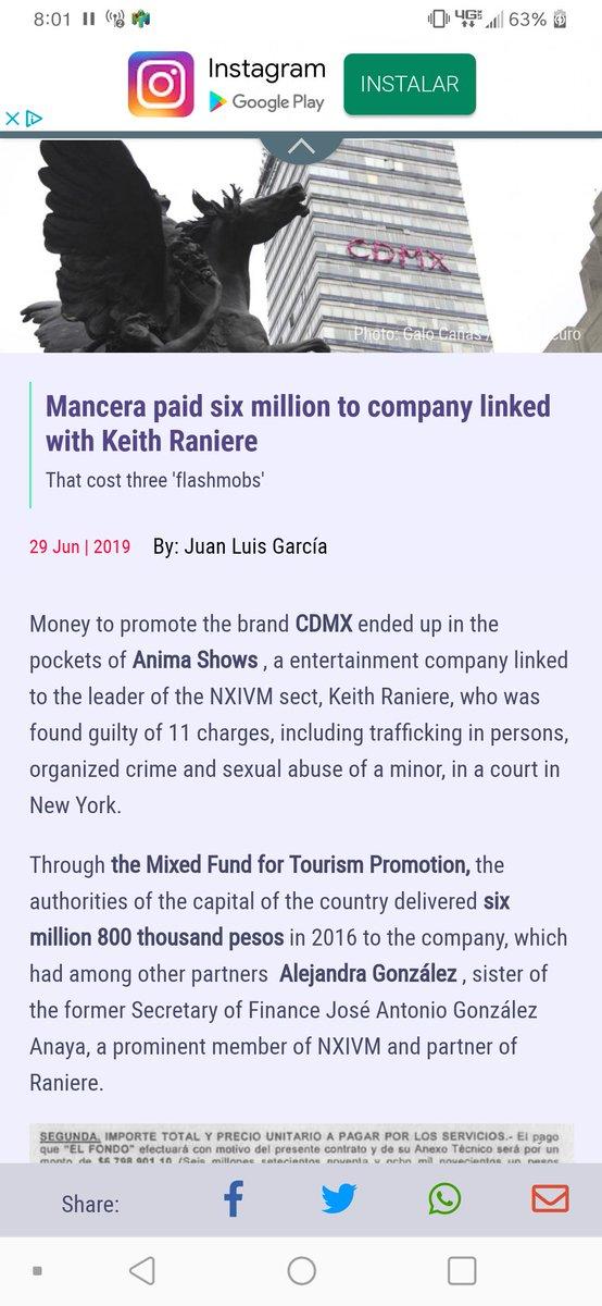 19/ THIS!!! ( & THANK you  @bitchinger !)  #NXIVM- Anima Inc (via sister company? Anima Shows) is CLEARLY involved w/ Mexico City rebranding promotions.-  #CDMX all about the "Ciudad de Mexico" rebrand.-Paid 6.8ML Pesos (~$355K) for 3 FLASHMOBS)!! https://cuestione.com/detalle/mexico/gobierno-de-epn-dio-al-menos-5-mdp-a-empresa-de-raniere