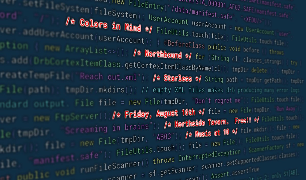ColorsInMind's tweet image. We've got a show coming up one month from today! Free!! @ @northsidetav. If all goes as planned, we'll be performing the most ambitious set we've played since we've been a band! Hope to see you there!!