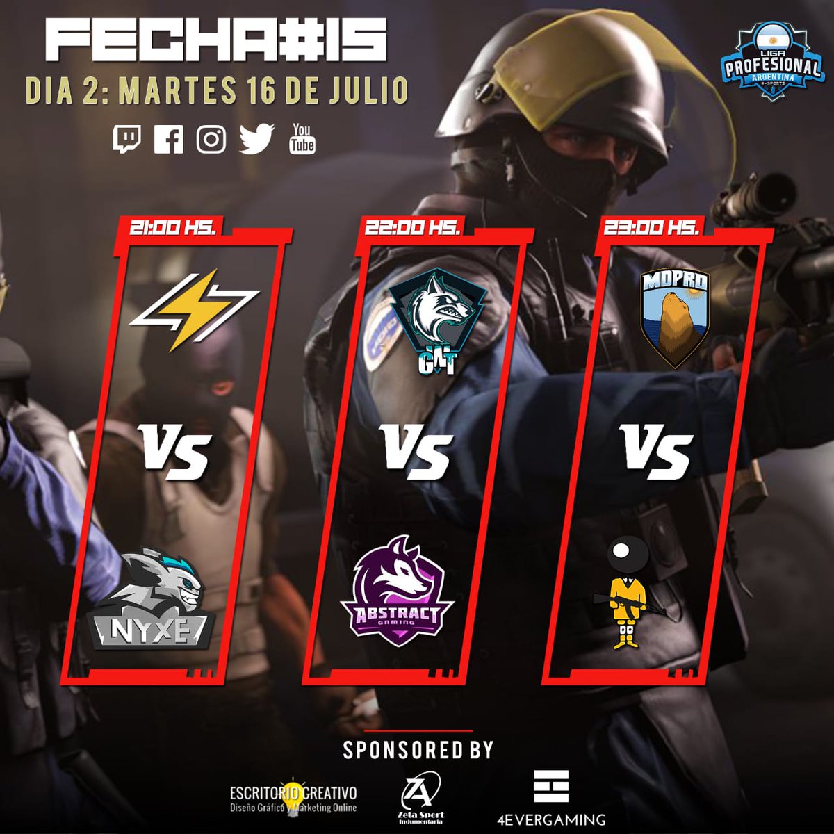 EsportsLpa's tweet photo. [CS:GO]

FECHA 15 - DIA 2

21hs ⚔ #Struck vs #Nyxe
22hs ⚔#GeWoTe vs #Abstract
23hs ⚔#MDPro vs #Bic

🖥https://t.co/9qUVdAVfMa

🎙@BiodogAR y JU

Los esperamos! https://t.co/NKhFyYvFkv