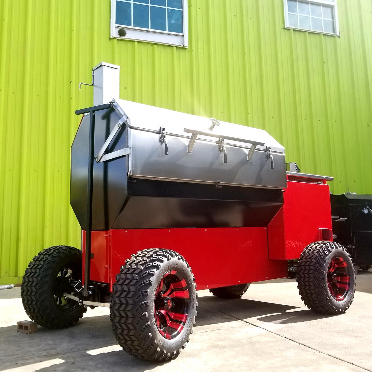 In honor of the Apollo 11 launch 50 yrs ago, we're posting one of our "BBQ #moonbuggy"s.  This one a #MagnumSniper smoker in sweet #viperred. #Pitmaker #MadeInTexas #madeintheusa #apollo11anniversary