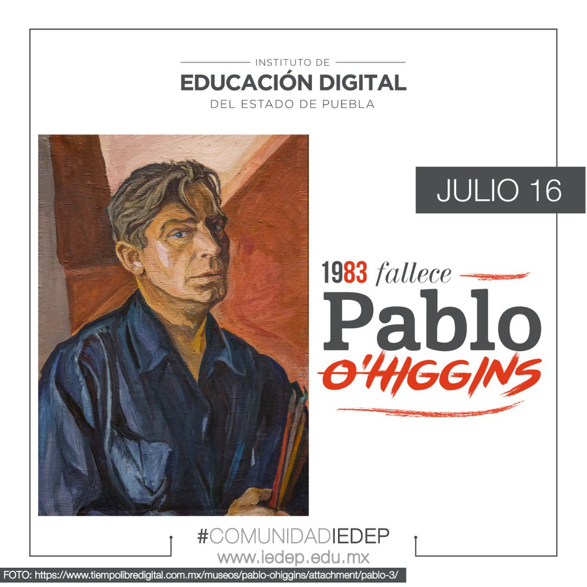 Iedep_'s tweet photo. #EfemérideIEDEP | 🗓
16 de julio de 1983 muere el pintor #PabloO´Higgins, representante del realismo social que formó parte del movimiento muralista. Sus trabajos se encuentran en recintos como el Museo Nacional de Antropología y el patio del actual mercado Abelardo Rodríguez. https://t.co/PSM5pqBWyu