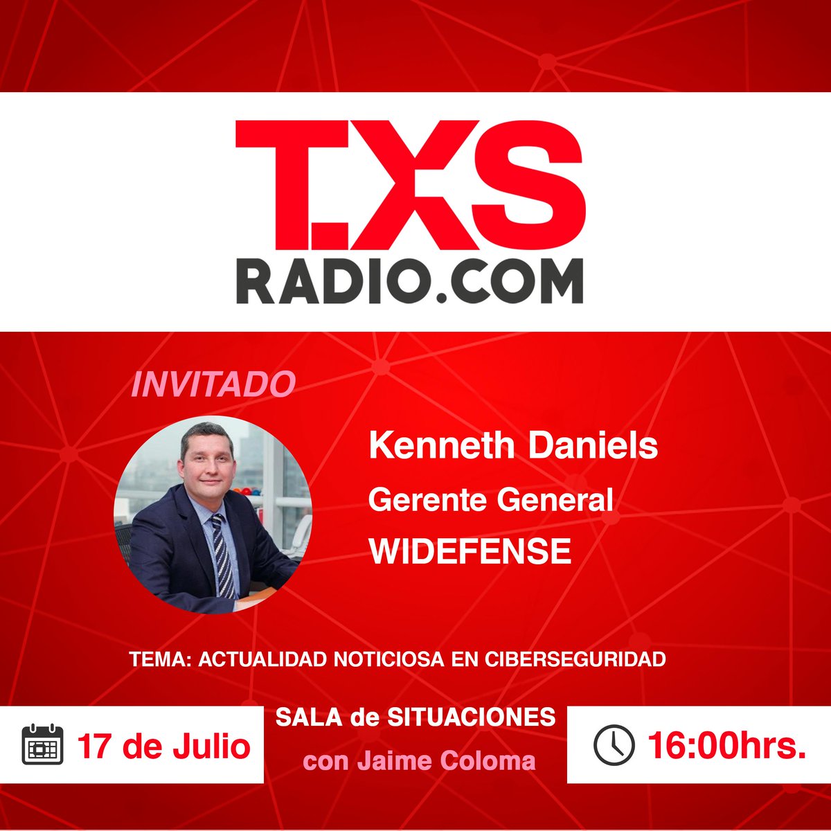 TXSRadio (@txsradio) on Twitter photo 🌟🌟Miércoles 17, Invitados de excelencia!!🌟🌟
Augusto Miguel de <a href="/MASAnalytics/">MAS Analytics</a> con <a href="/FelipeOvalle/">Felipe Ovalle</a>
Felipe López de +Meaning Chile con <a href="/rairob/">rairob</a>
Diego Nuñez de #AcousticIntelligence con <a href="/tecno_cristian/">Cristián Chaparro Ur</a>
Kenneth Daniels de <a href="/WidefenseChile/">Widefense Chile</a> con <a href="/JaimeColomaT/">Jaime Coloma T.</a> 🌟🌟Miércoles 17, Invitados de excelencia!!🌟🌟
Augusto Miguel de <a href="/MASAnalytics/">MAS Analytics</a> con <a href="/FelipeOvalle/">Felipe Ovalle</a>
Felipe López de +Meaning Chile con <a href="/rairob/">rairob</a>
Diego Nuñez de #AcousticIntelligence con <a href="/tecno_cristian/">Cristián Chaparro Ur</a>
Kenneth Daniels de <a href="/WidefenseChile/">Widefense Chile</a> con <a href="/JaimeColomaT/">Jaime Coloma T.</a>