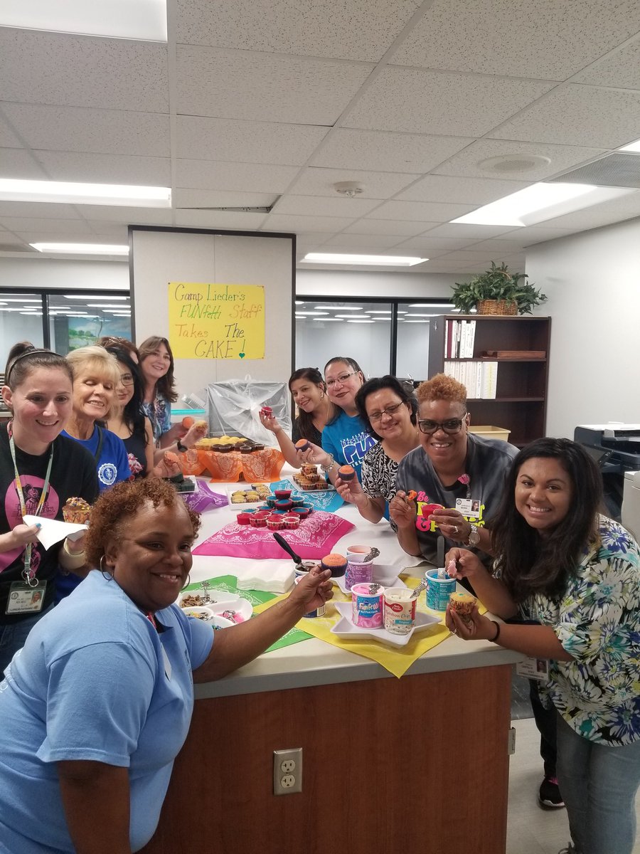 KaylaKMouton's tweet photo. At #CampLieder, our staff TAKES THE CAKE! Our teachers deserve so much for making our summer smooth and effective β€ #CFISDSpirit #LeopardsShine #CampSummit https://t.co/IFyHxnDzH9
