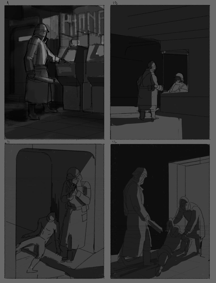 Some thumbnail sketches for the next piece. 
