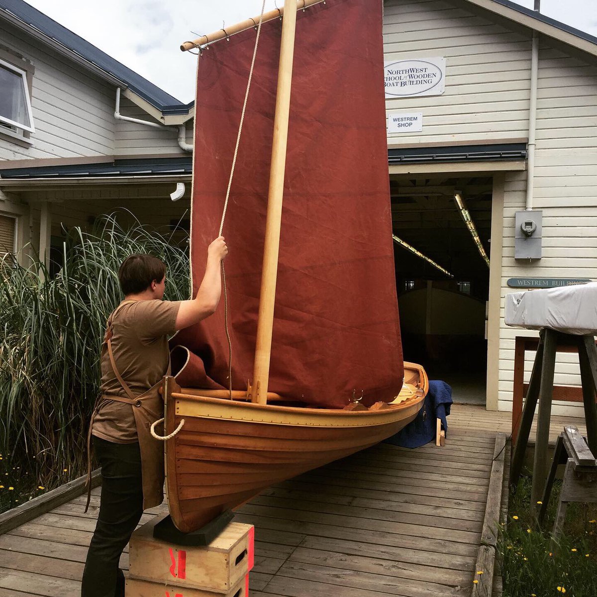 NWSWB's tweet photo. The Sid Skiff is launching soon! #nwswb #woodenboat #woodworking https://t.co/iFJPIjx96n